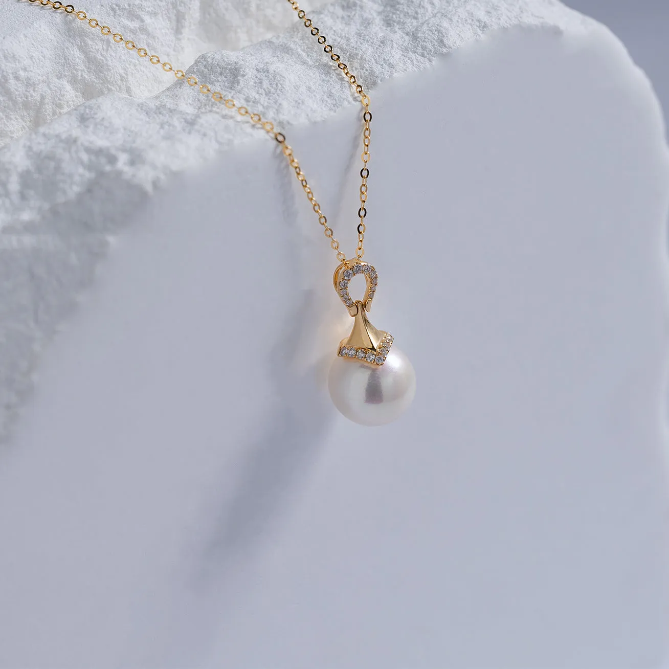 18k Solid Gold Diamond Edison Pearl Necklace KN00138 | Si Dian Jin