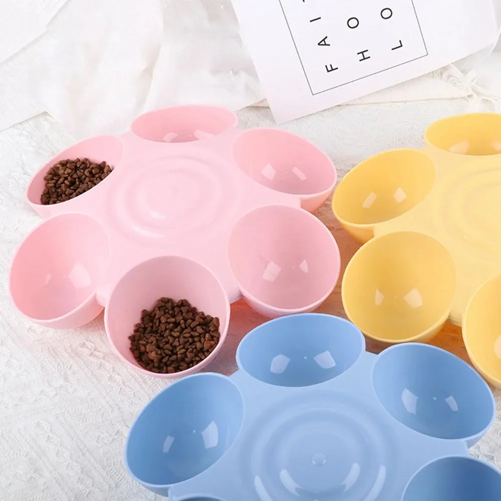 6 In 1 Dog Bowl Puppy Slow Feeder Dog Bowl Cat Water Bottle Flower Shape Cat Water Feeding Bowl Healthy Diet Dish Pet Accessory