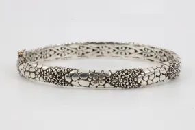 7.5" Sarda 925 Silver Watermark Flower Bangle Bracelet (23.28g.)