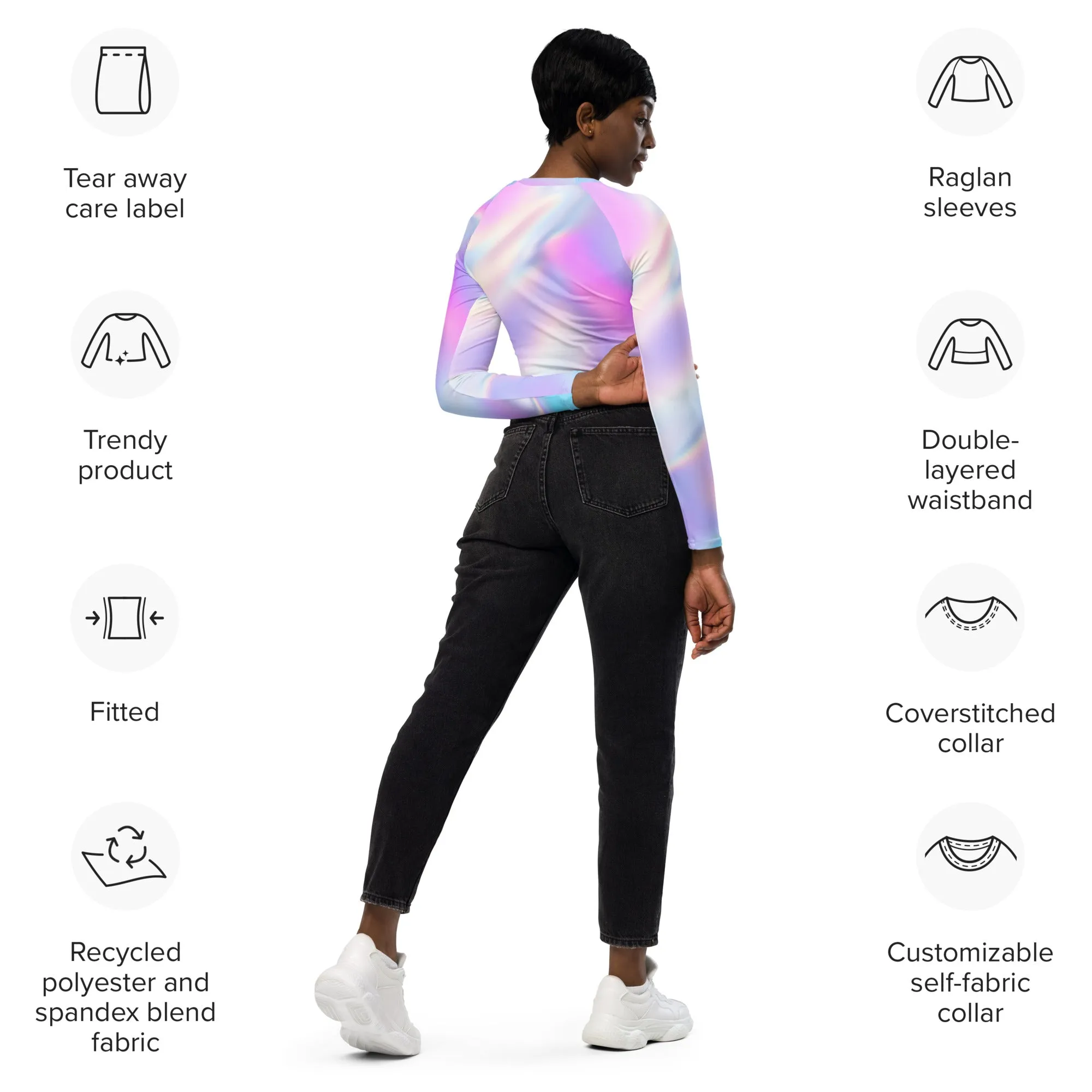 Ab-Solute Crop Top Long Sleeve Shirt – Pastel Party