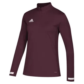 adidas Women's Maroon/White Team 19 Long Sleeve Quarter Zip