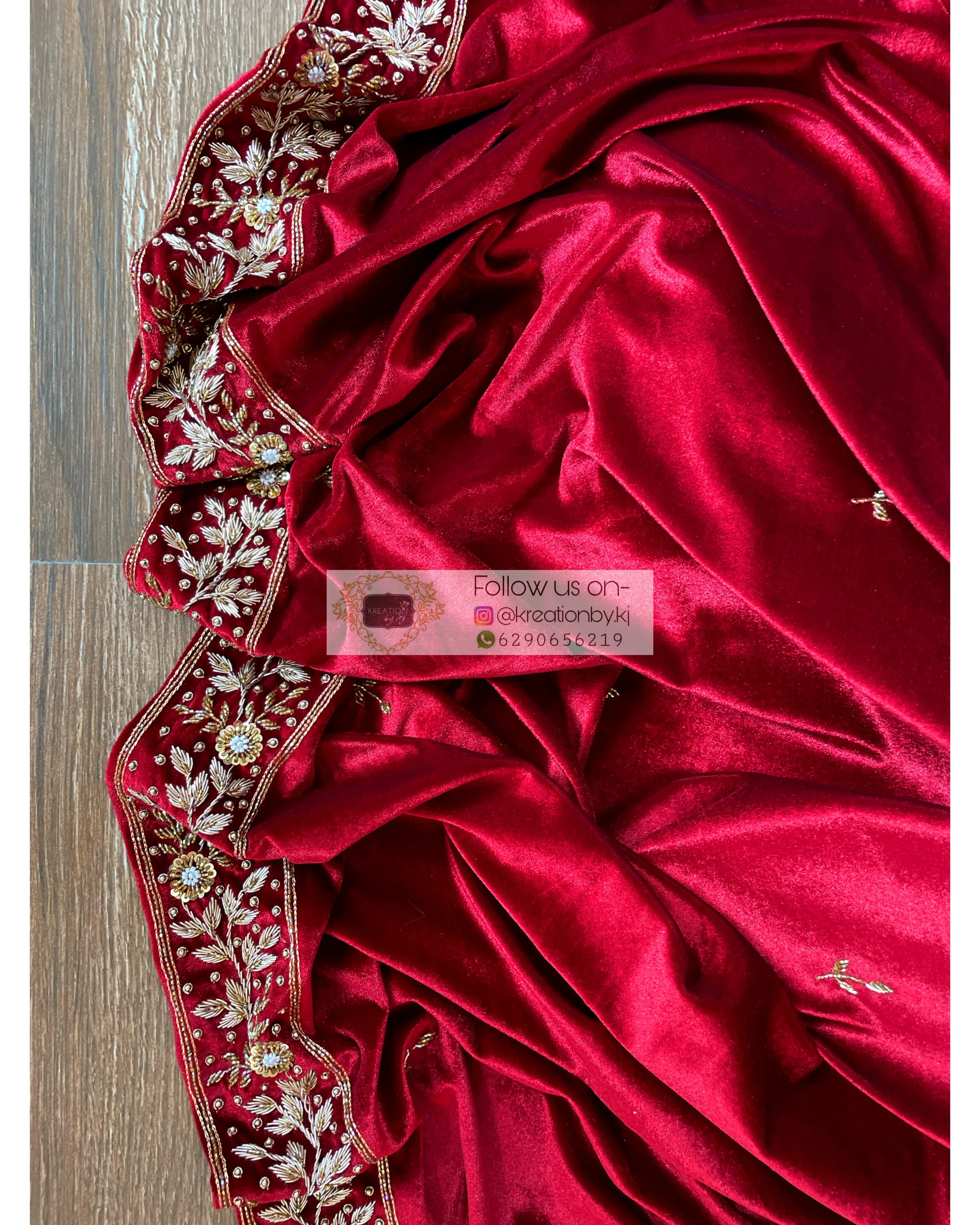 Anaya Maroon Velvet Saree with Belt