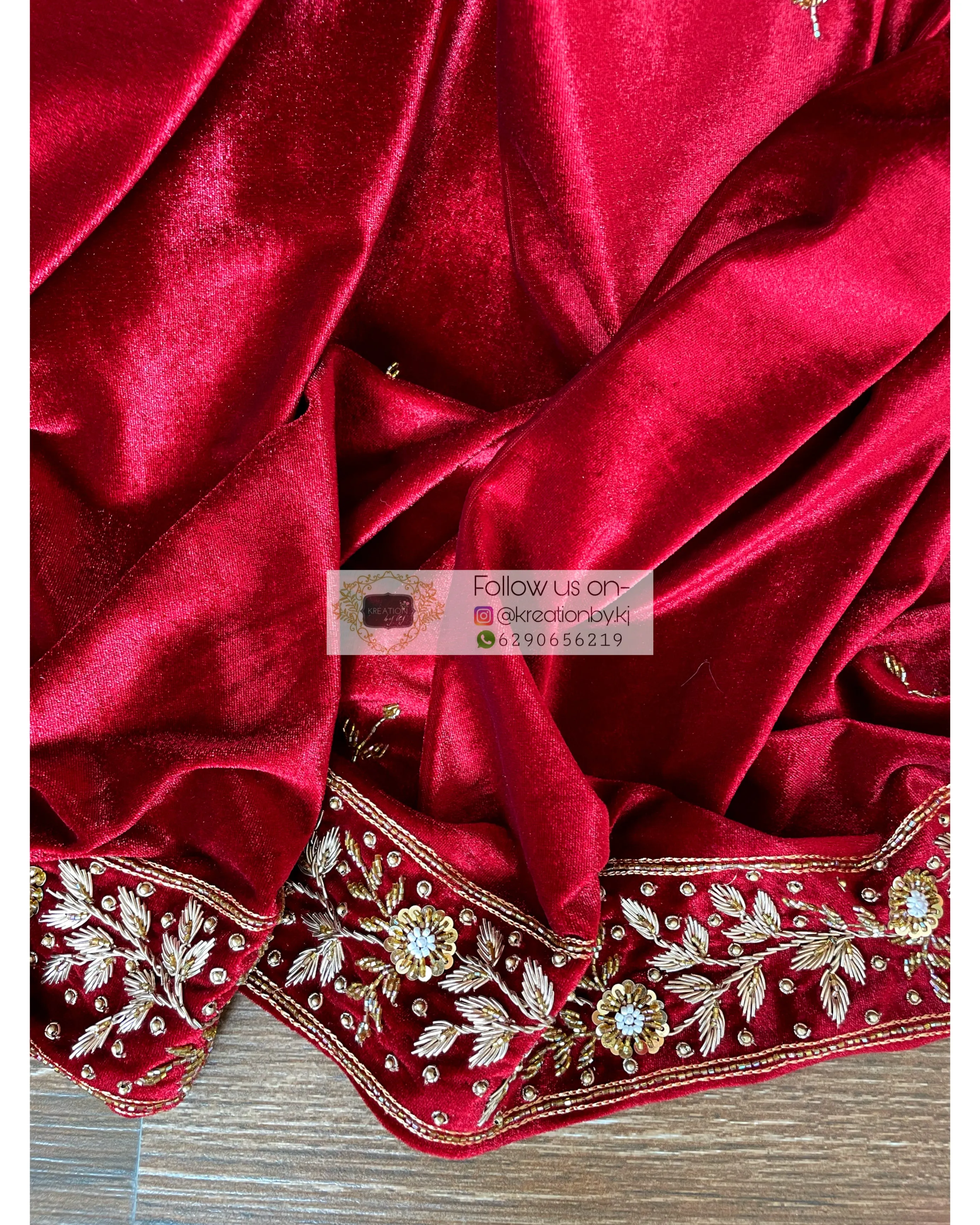 Anaya Maroon Velvet Saree with Belt