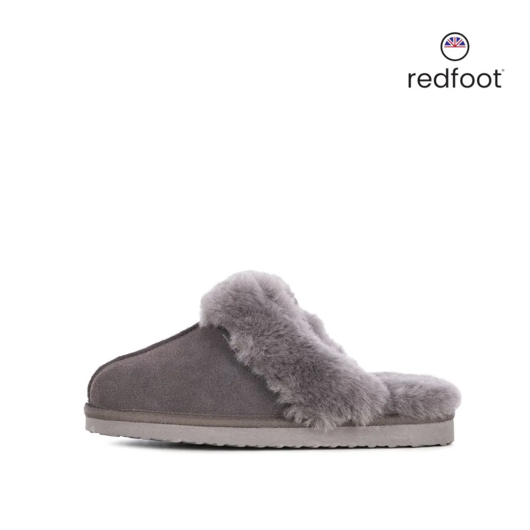 ANN GREY SHEEPSKIN SLIPPER MULE