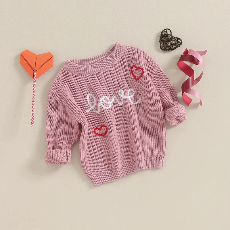 Baby Girls Deluxe Sweater - LOVE - Fall Winter Valentines