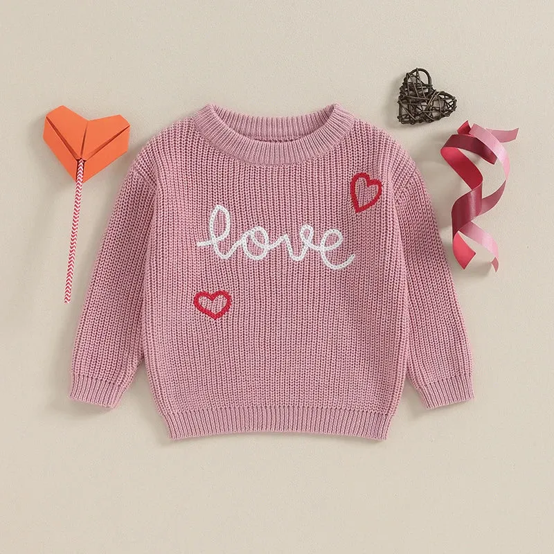 Baby Girls Deluxe Sweater - LOVE - Fall Winter Valentines