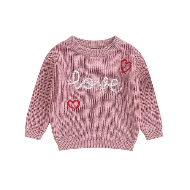 Baby Girls Deluxe Sweater - LOVE - Fall Winter Valentines