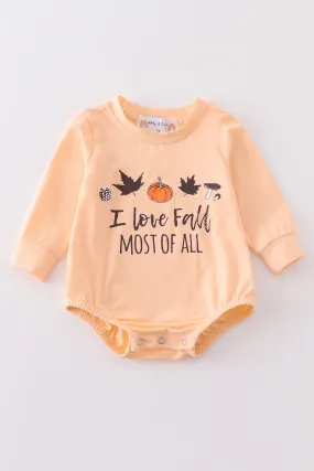 Beige fall pumpkin baby romper