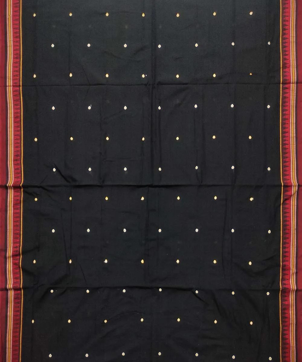 Black maroon cotton handloom dongoria saree