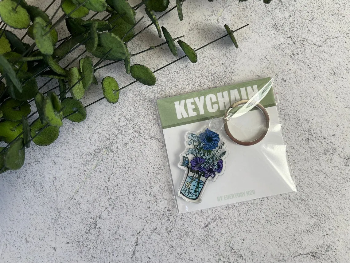 Blue Floral  Keychain