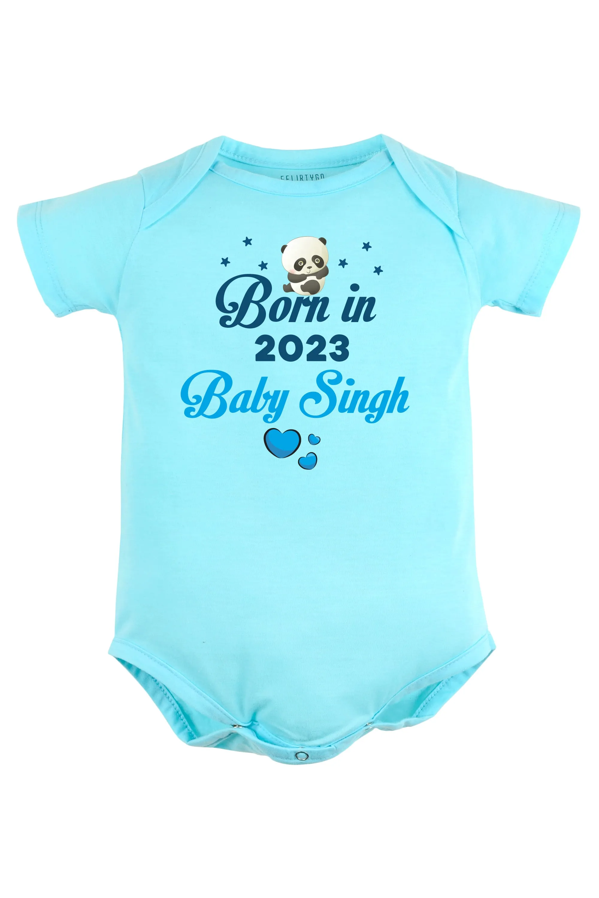 Born In 2023 (Blue) Baby Romper | Onesies w/ Custom Surname