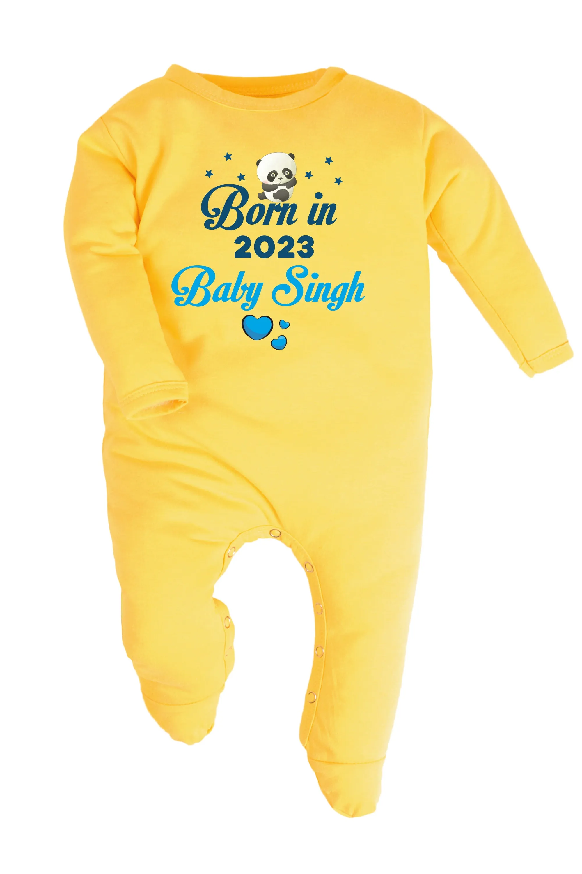 Born In 2023 (Blue) Baby Romper | Onesies w/ Custom Surname