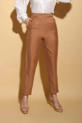 Brown Suede Pencil Pants