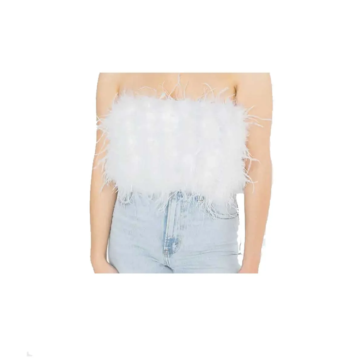 Buddy Love Women's Fancy Strapless Feather Tube Top