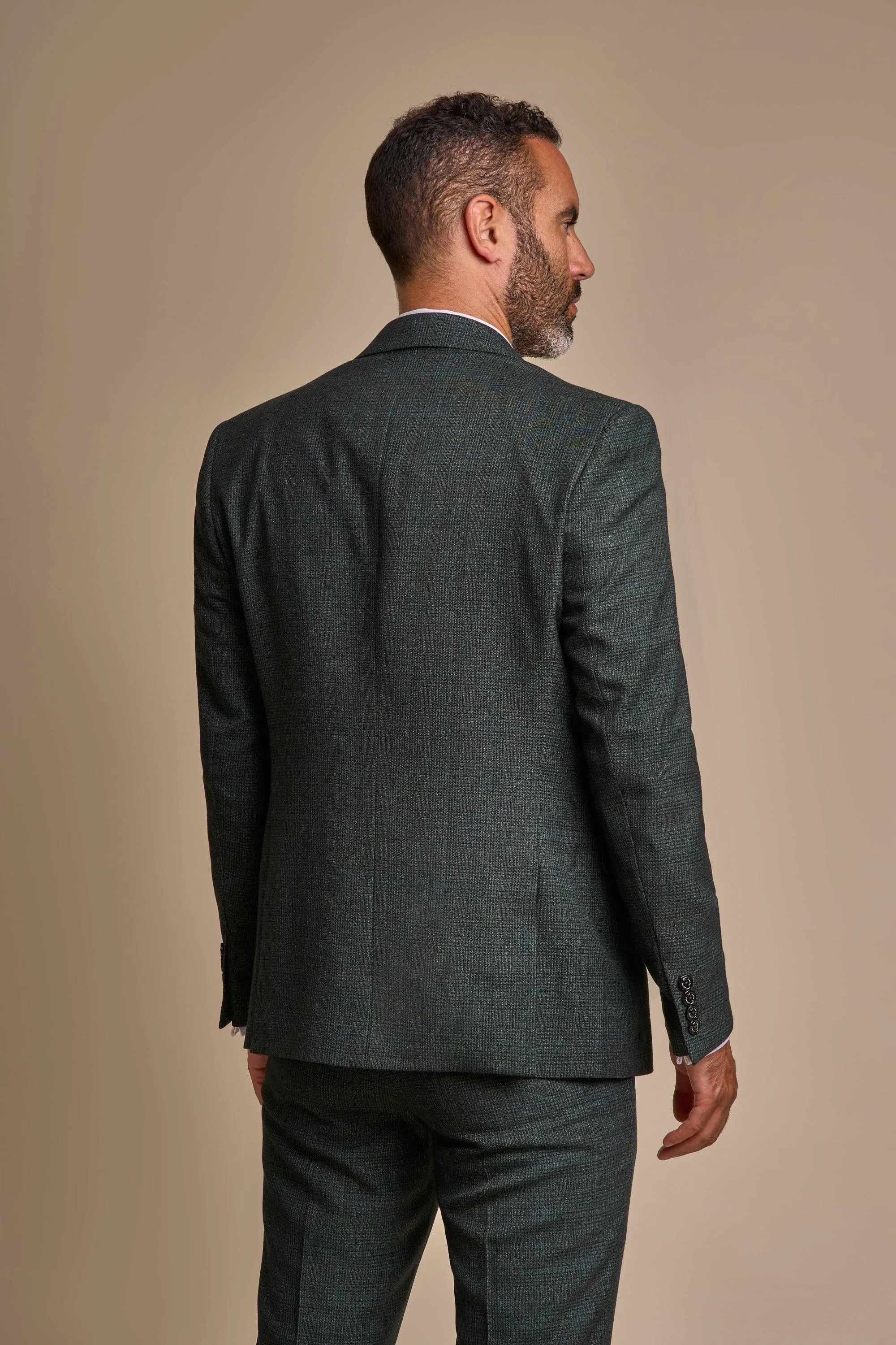 Caridi Olive Check Three Piece Suit