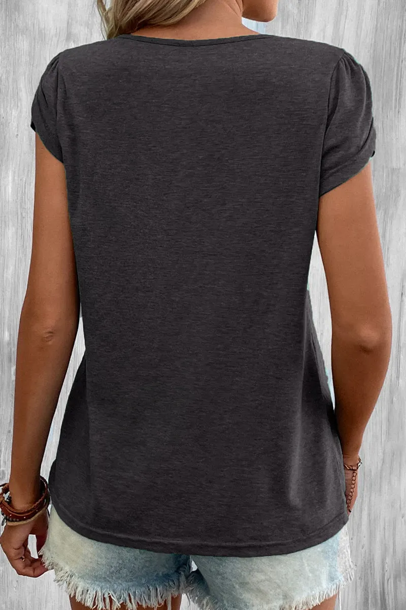 Casual Simplicity Solid Solid Color V Neck T-Shirts