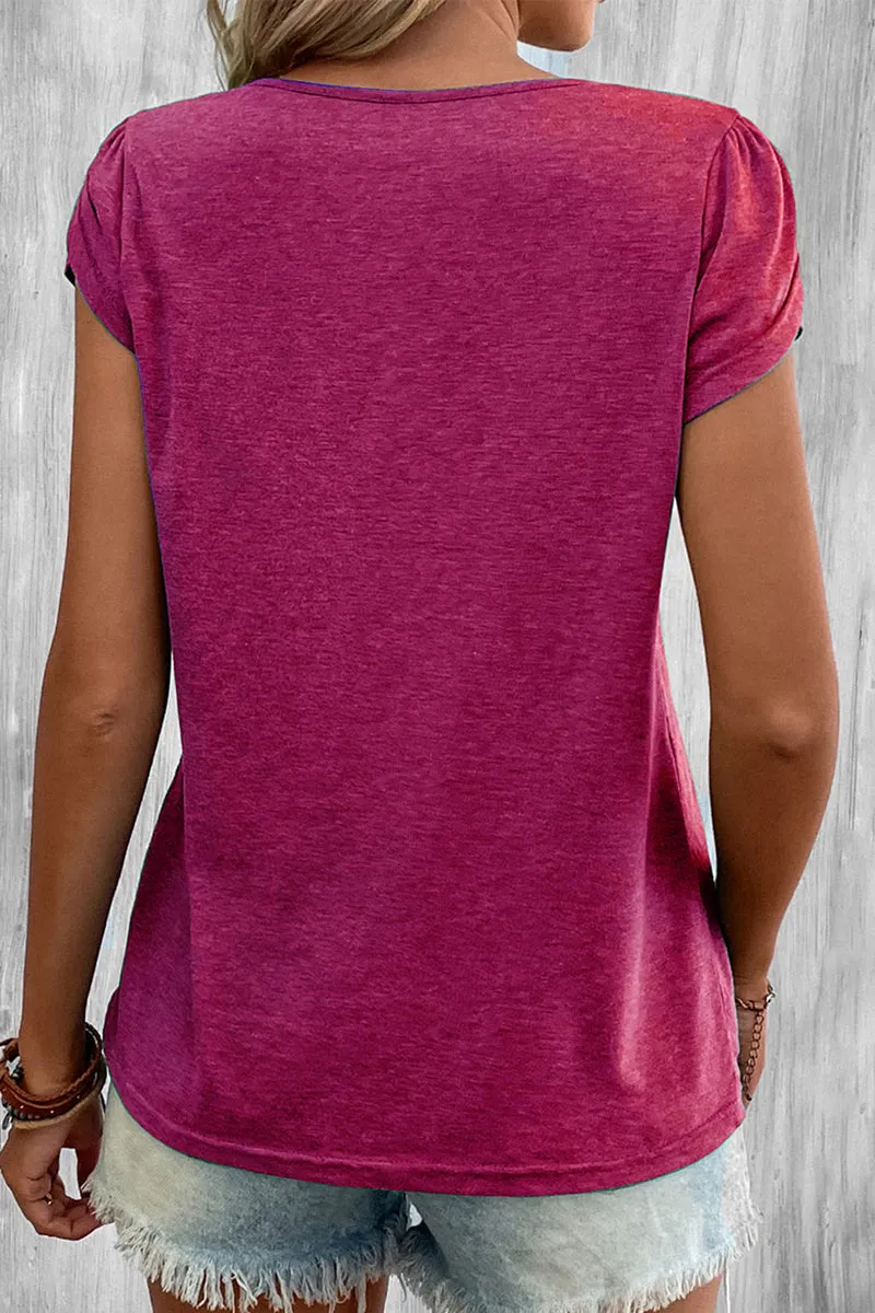 Casual Simplicity Solid Solid Color V Neck T-Shirts