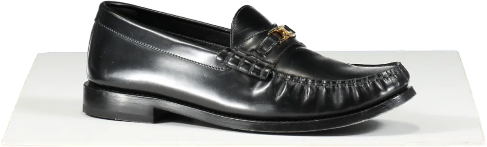 Celine Black Leather Luco Triomphe Loafer With Gold Hardware UK 5 EU 38 👠