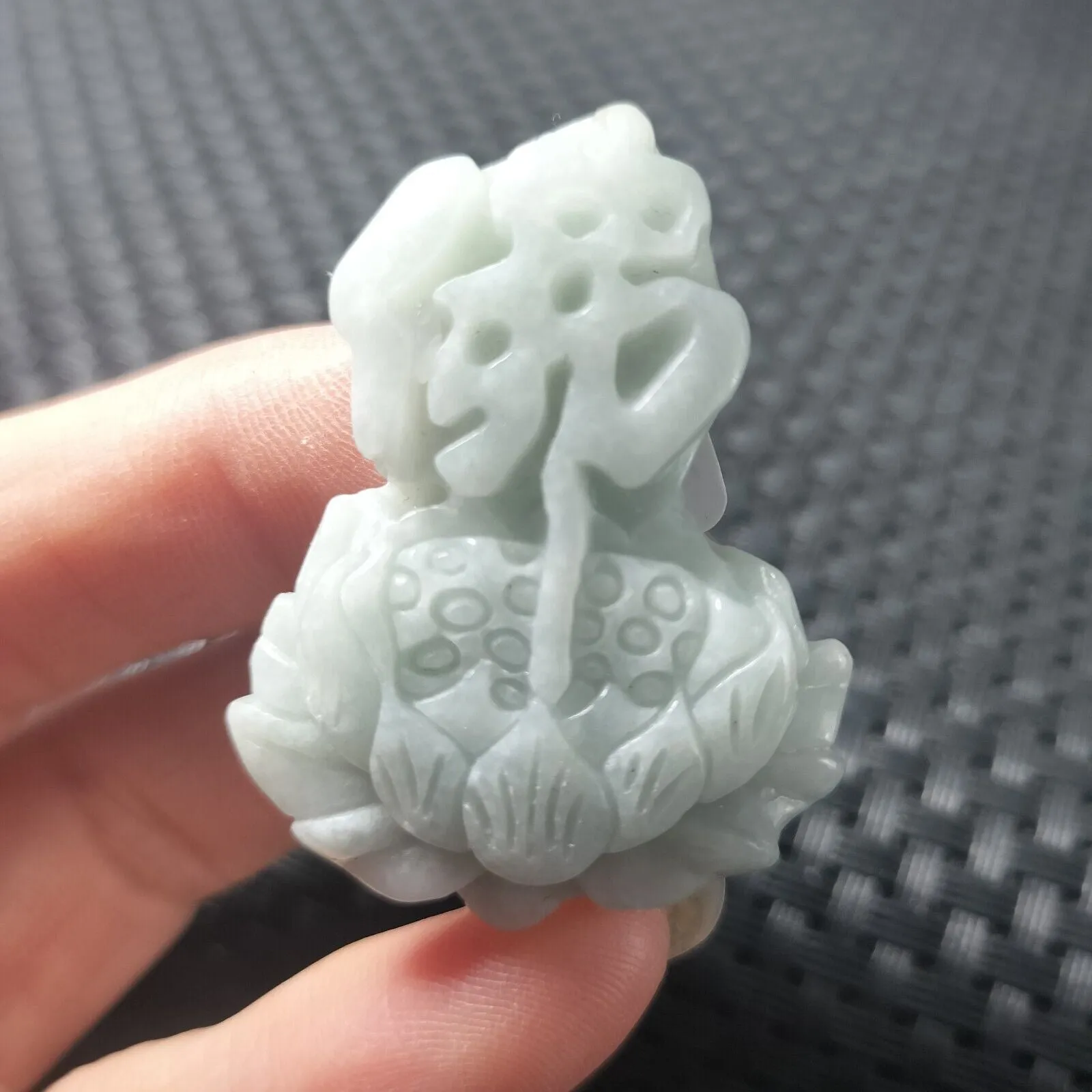 Certified Lavender Natural Type A Jadeite Carved Fo 佛 Lotus Flower Pendant