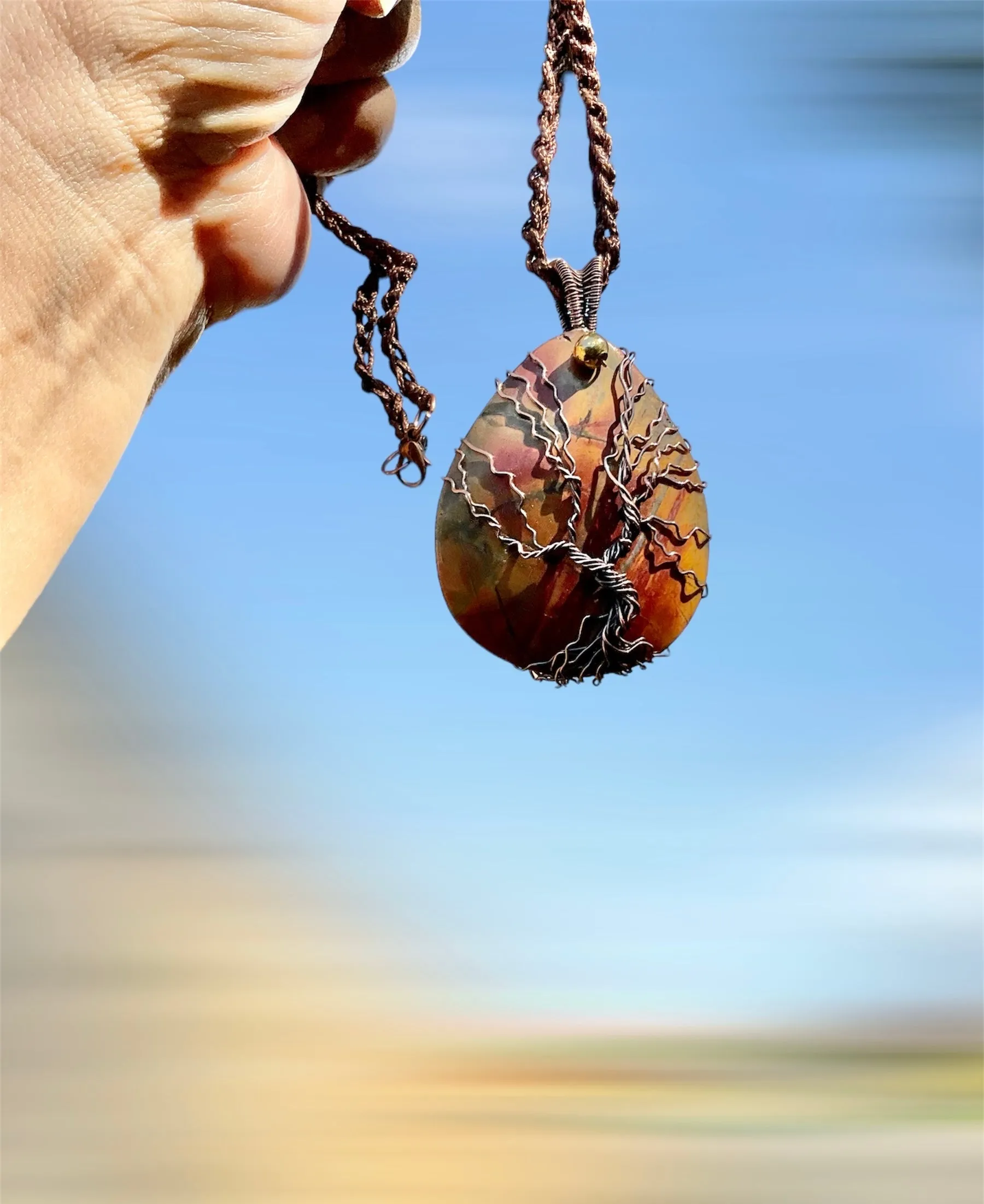 Cherry Creek Jasper Wire Wrapped Tree Of Life Pendant