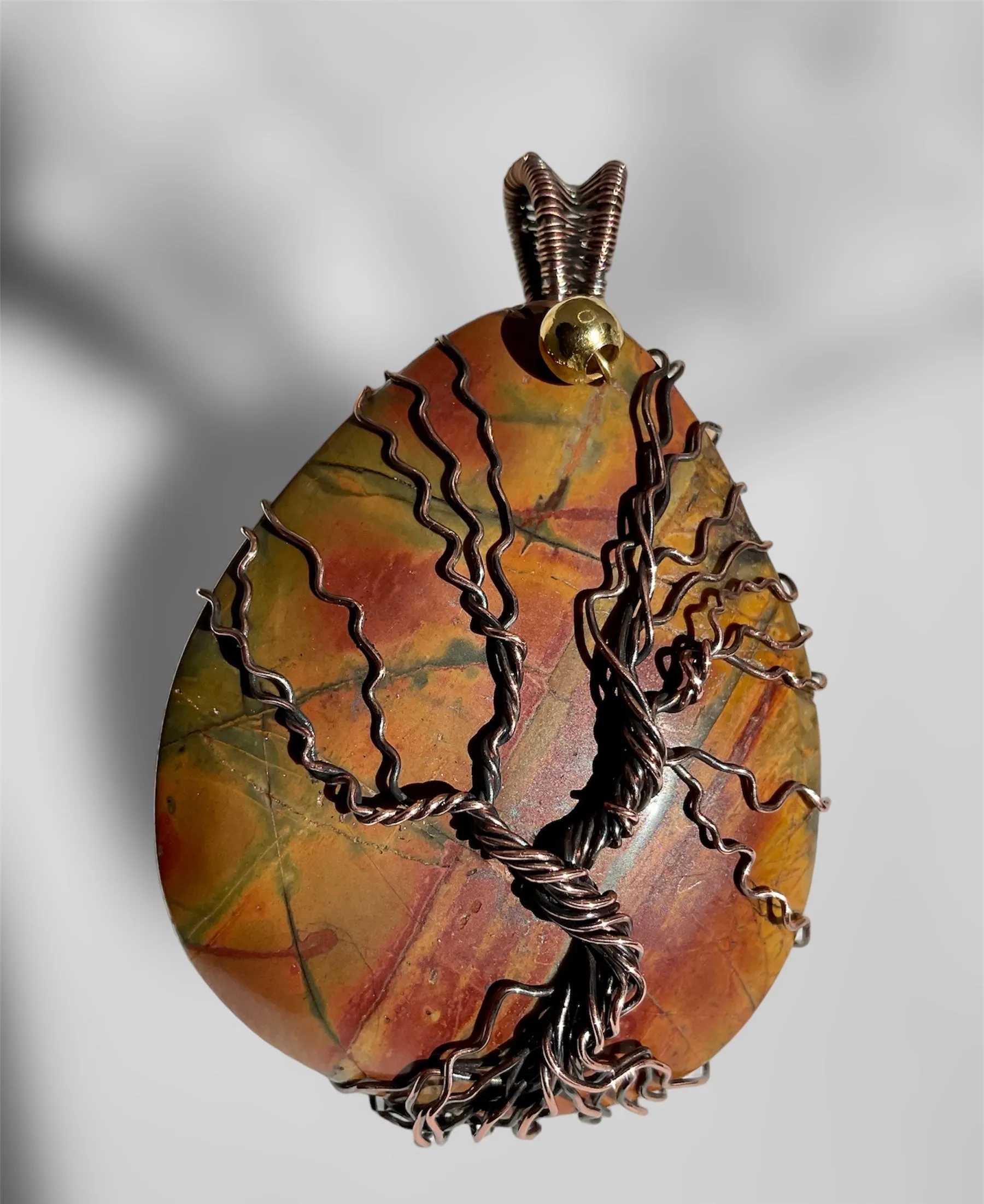 Cherry Creek Jasper Wire Wrapped Tree Of Life Pendant