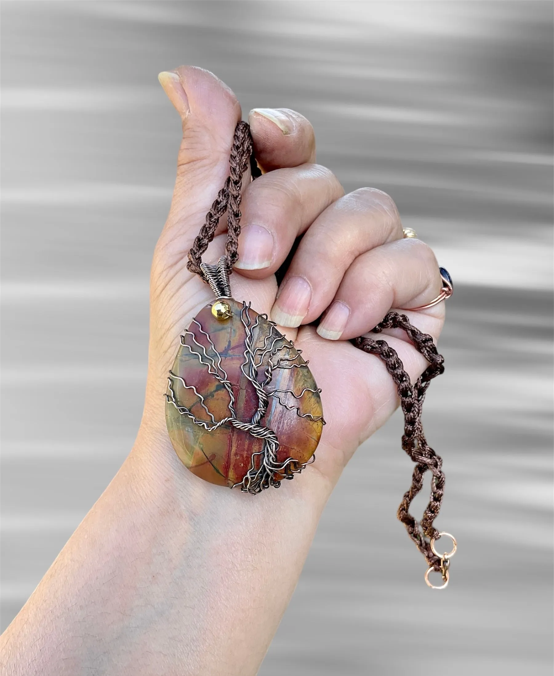 Cherry Creek Jasper Wire Wrapped Tree Of Life Pendant