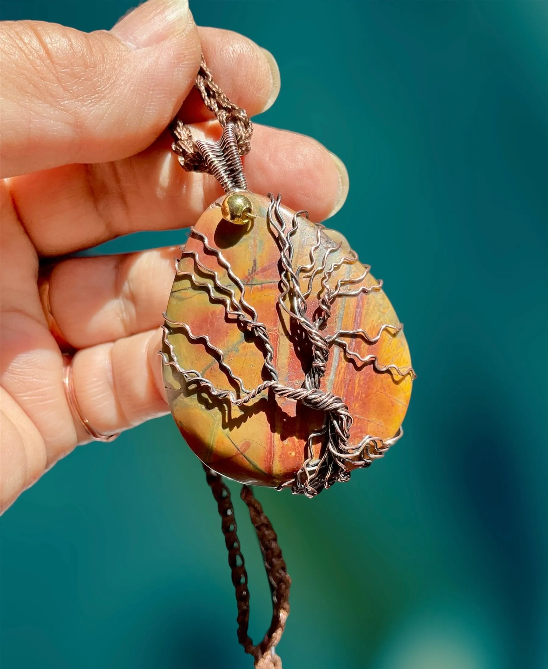 Cherry Creek Jasper Wire Wrapped Tree Of Life Pendant