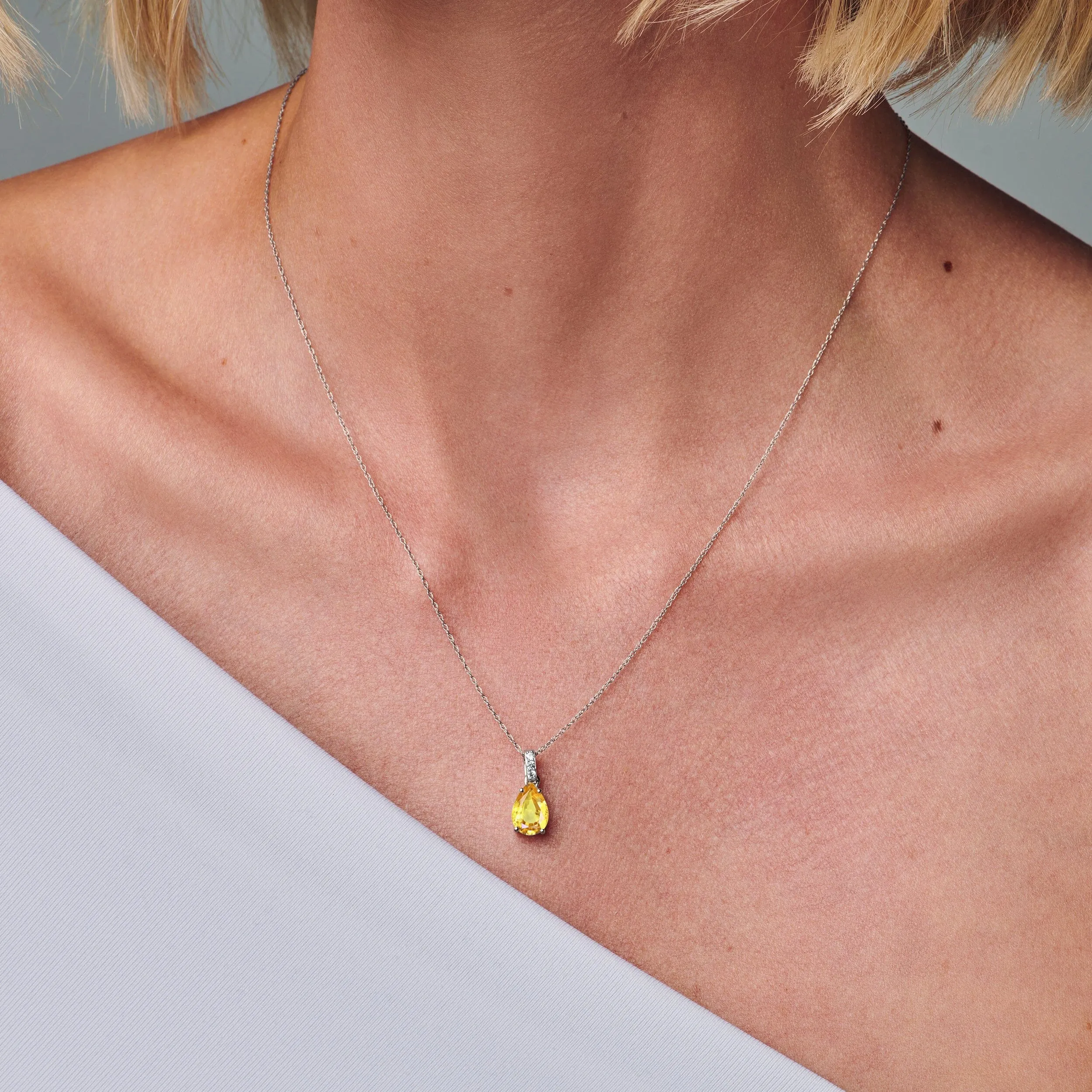 Citrine Diamond Necklace Sway - November Birthstone