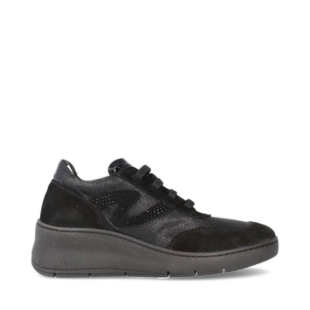 COMART Black Suede Wedge Trainer