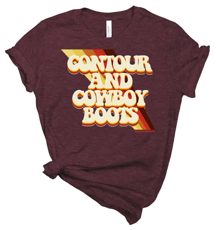 CONTOUR & COWBOY BOOTS - HEATHER MAROON TEE