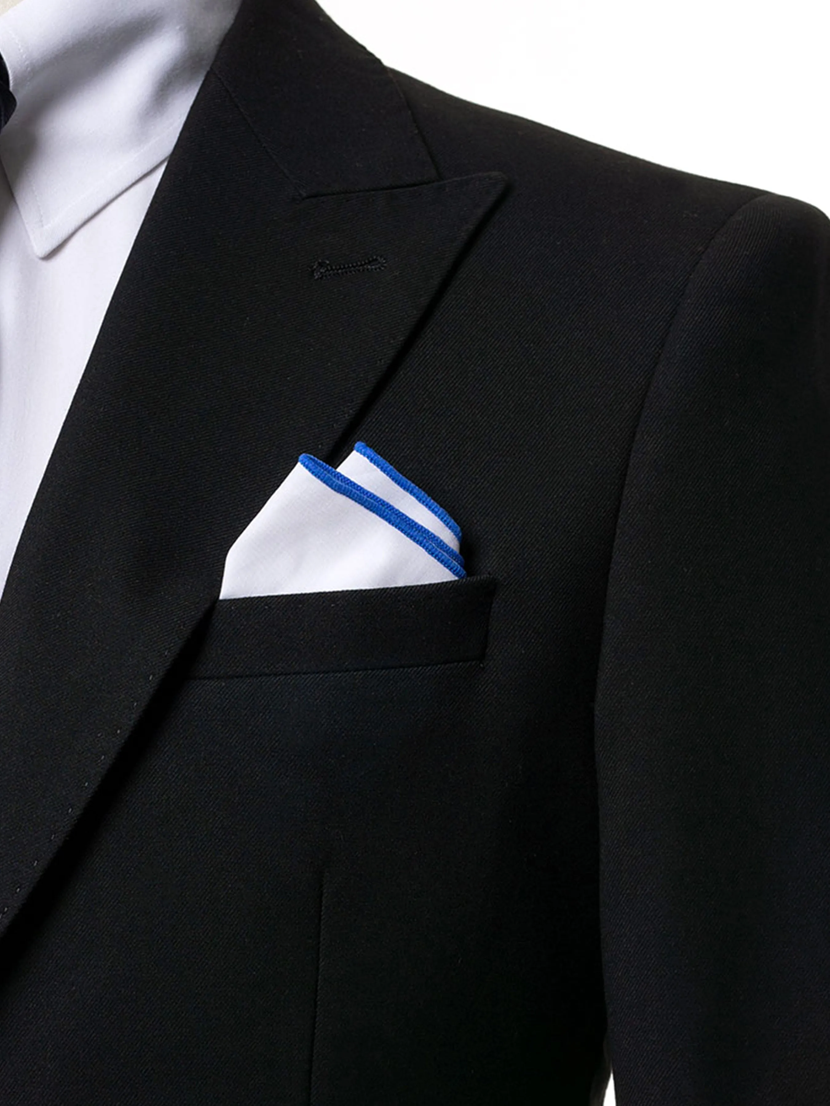 Cotton White Pocket Square with Contrast Piping