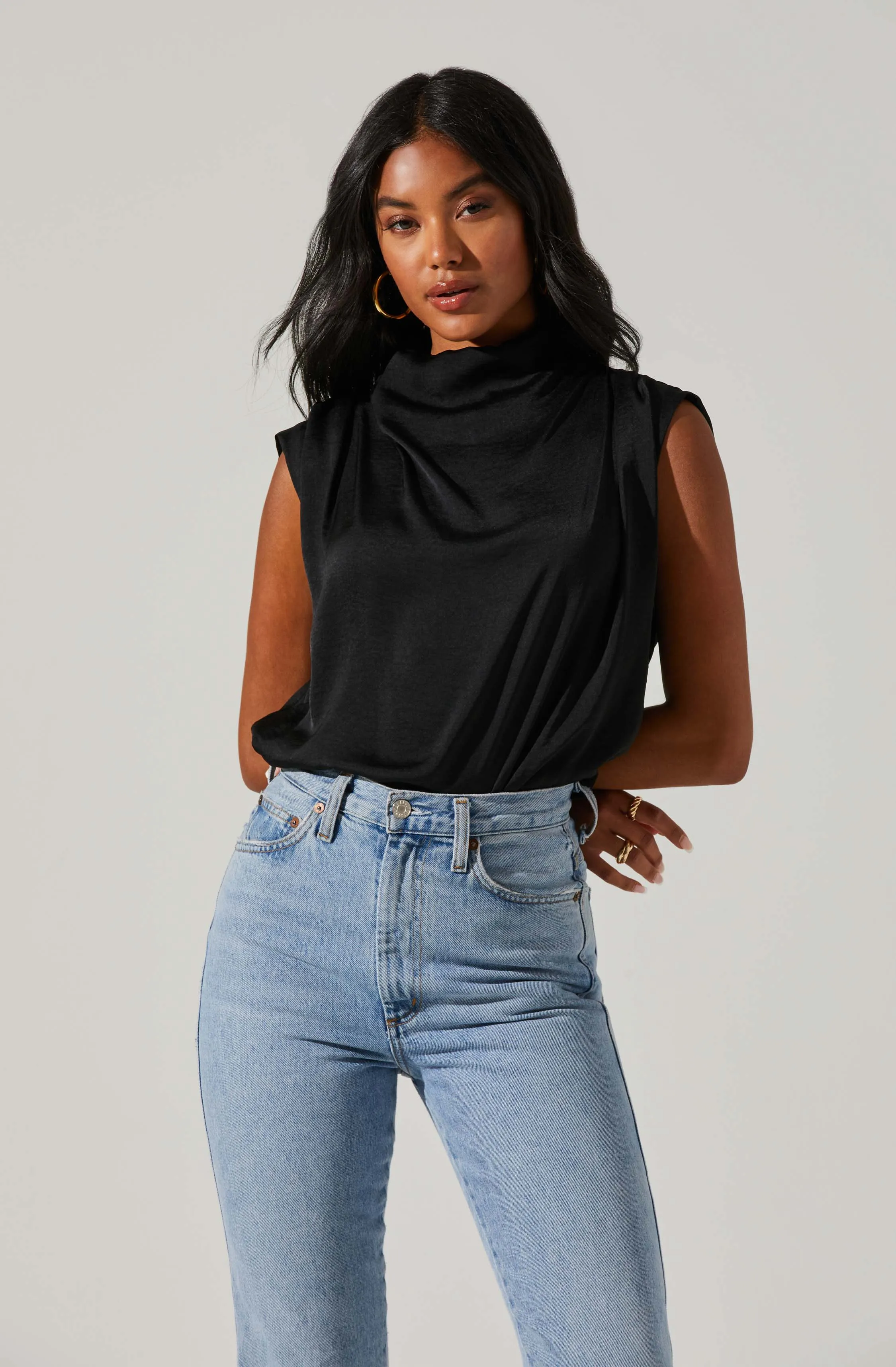 Cowl Neck Sleeveless Top