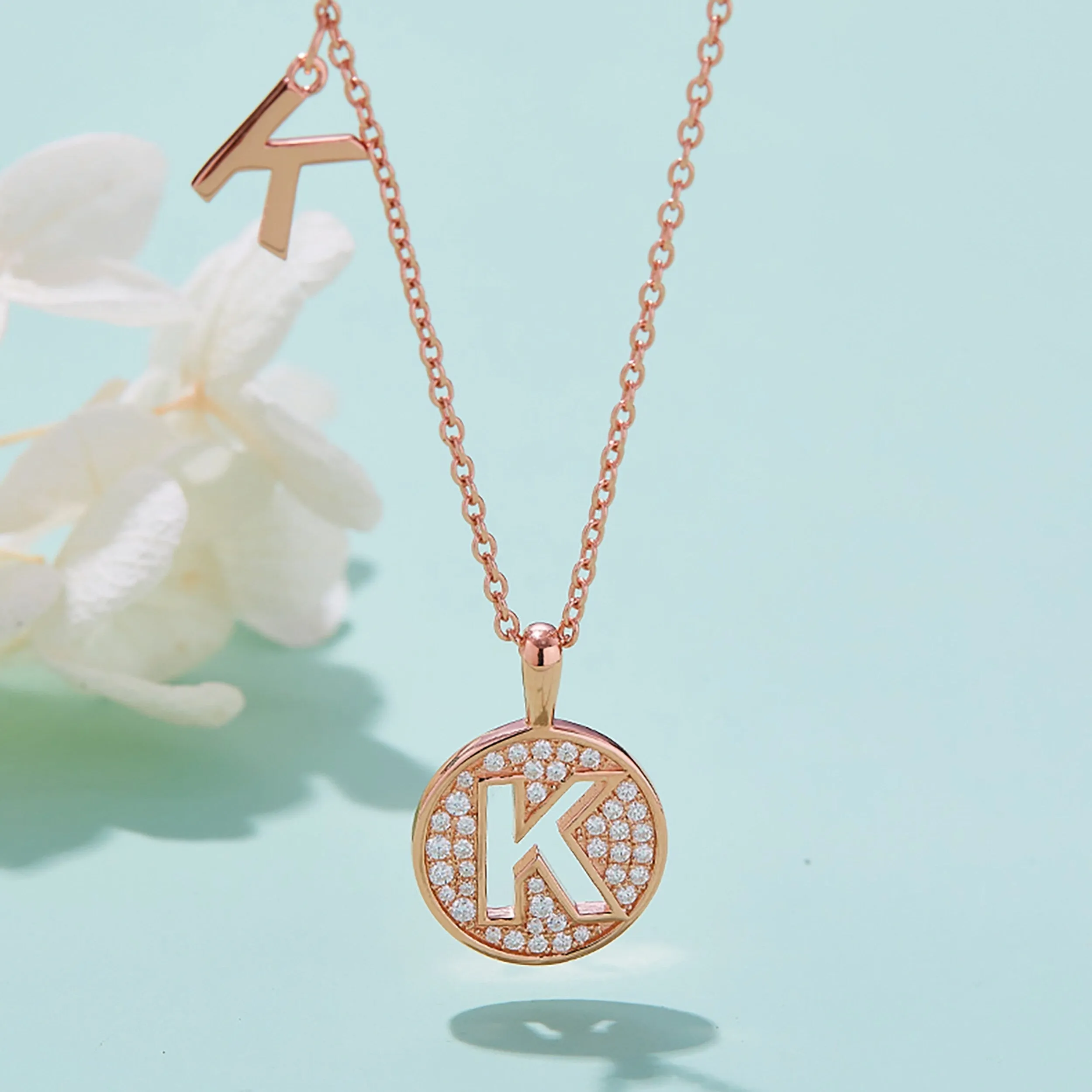 Customized K Letter Moissanite Diamond Necklace