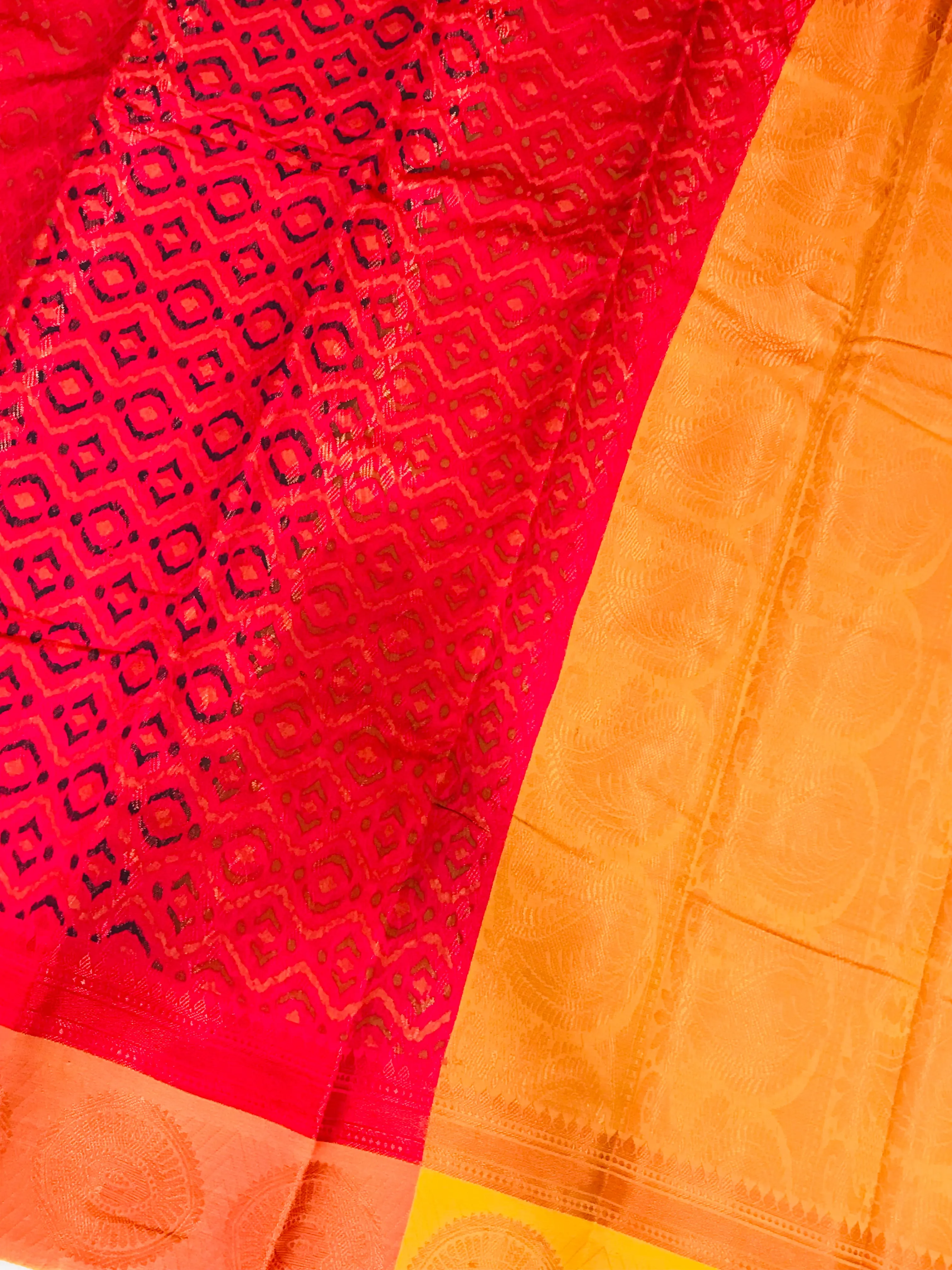 Elegant Red Color Designer Cotton Saree With Brocades And Contrast Border