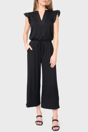 Essential Luxe Ponte Cropped  Mixed Media Jumpsuit