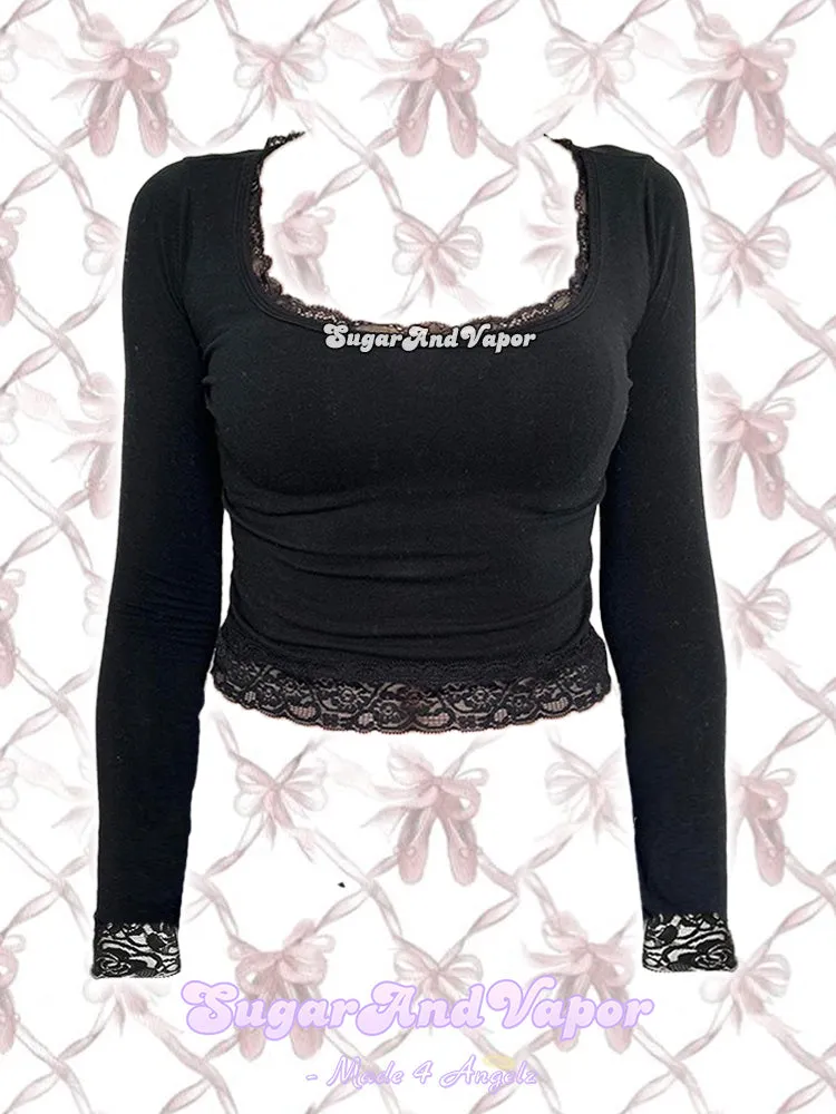 Faelan Dark Coquette Basic Crop Top