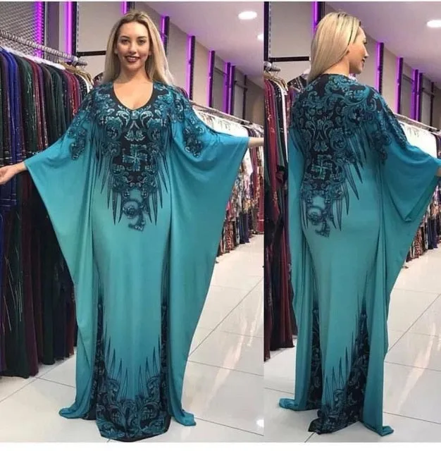 Fashion Long Ruffle Sleeve Maxi Dress Women 2020 Autumn African Clothing Loose Leopard Print