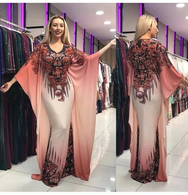 Fashion Long Ruffle Sleeve Maxi Dress Women 2020 Autumn African Clothing Loose Leopard Print