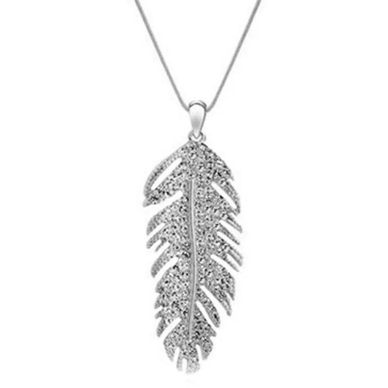 Feather Fantasies Silver and White Rhinestone Pendant Necklace