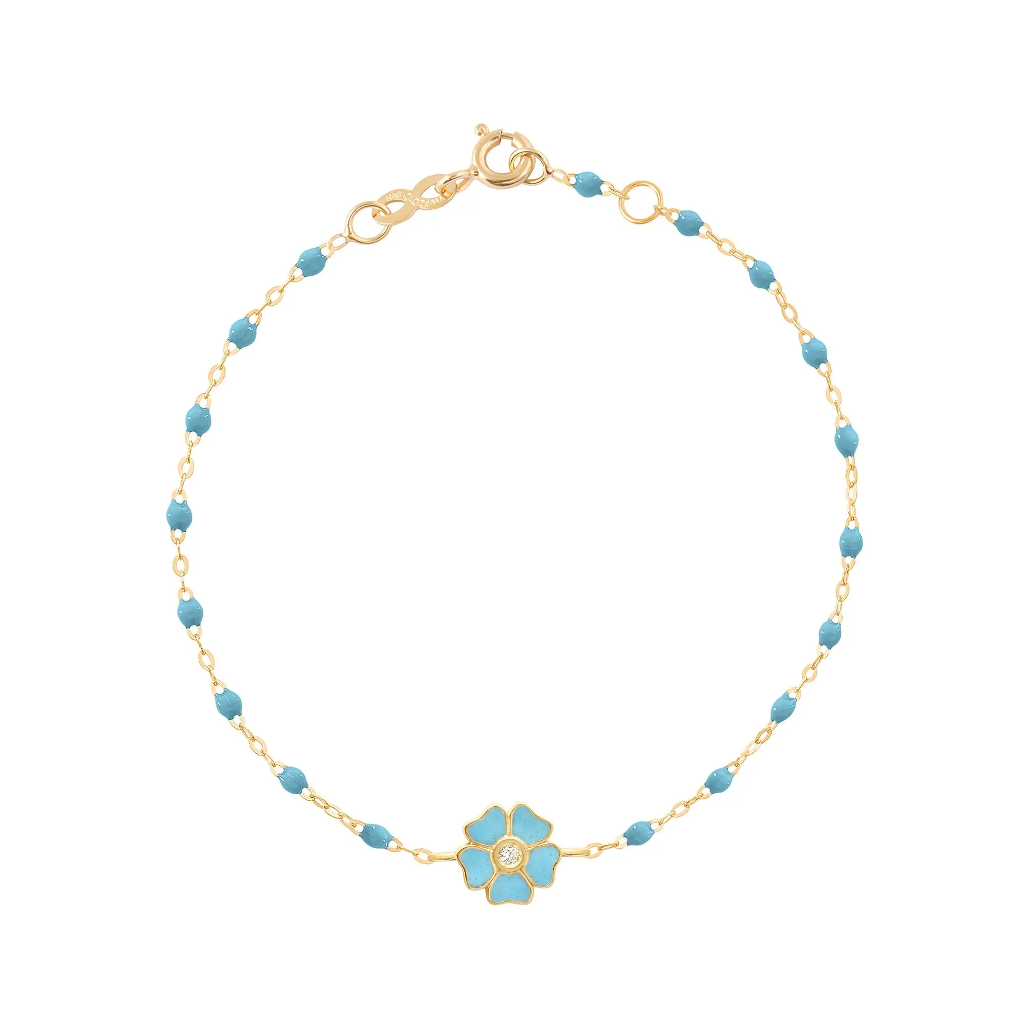 Flower Classic Gigi Turquoise diamond bracelet, Yellow Gold, 6.7"