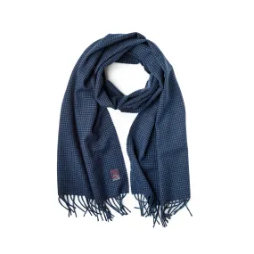 Fox Blue Houndstooth Cashmere & Merino Wool Scarf