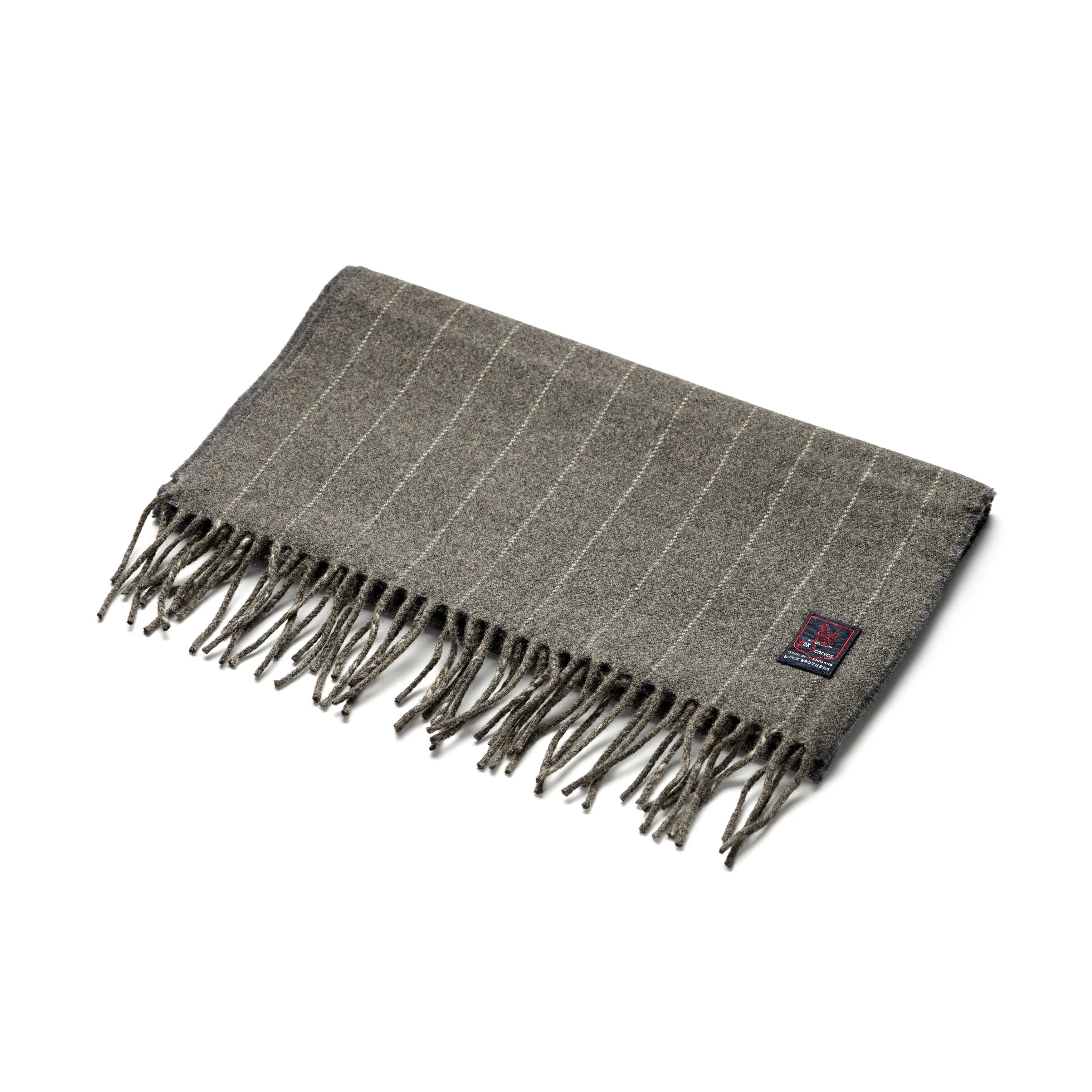 Fox Grey Pinstripe Cashmere & Merino Wool Scarf