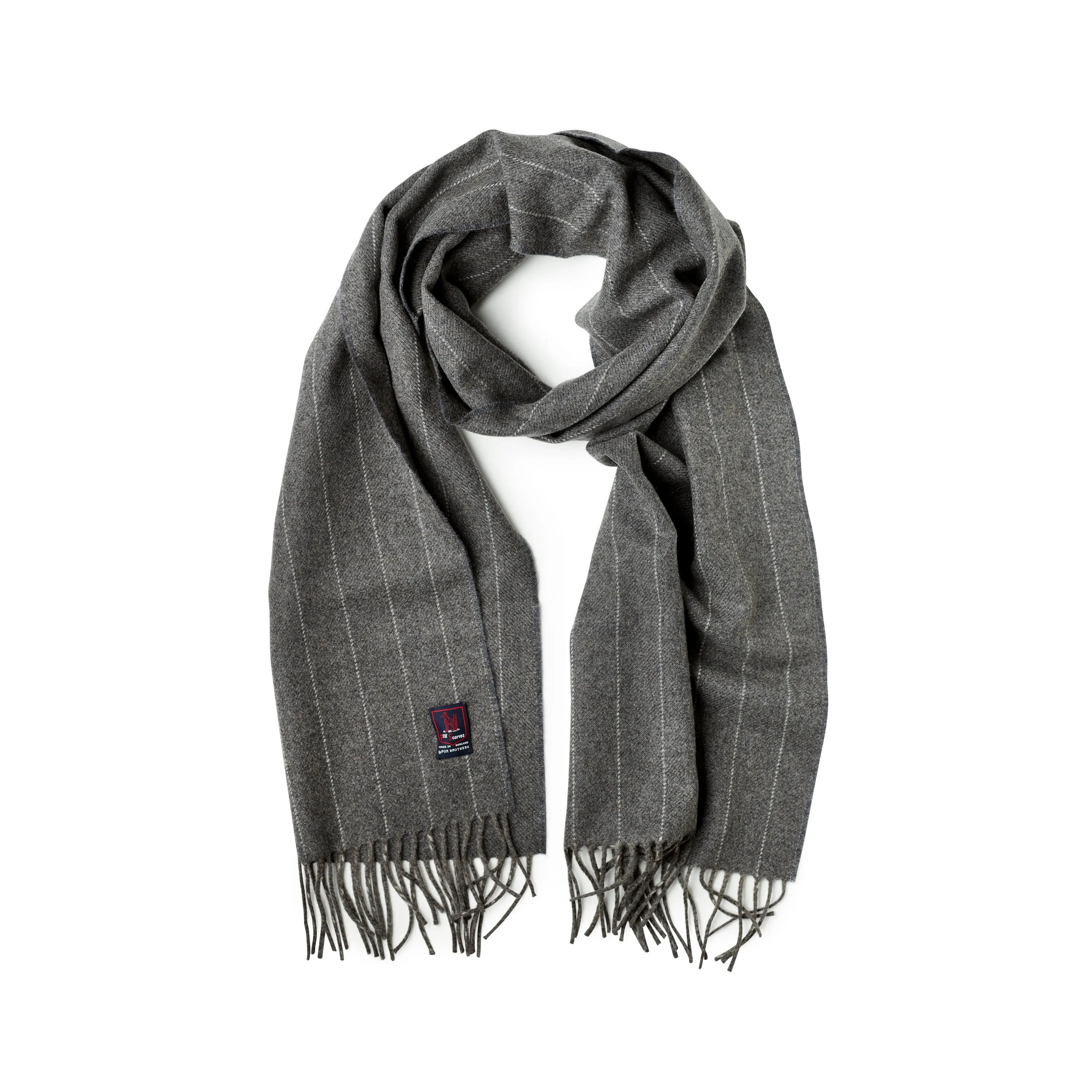 Fox Grey Pinstripe Cashmere & Merino Wool Scarf