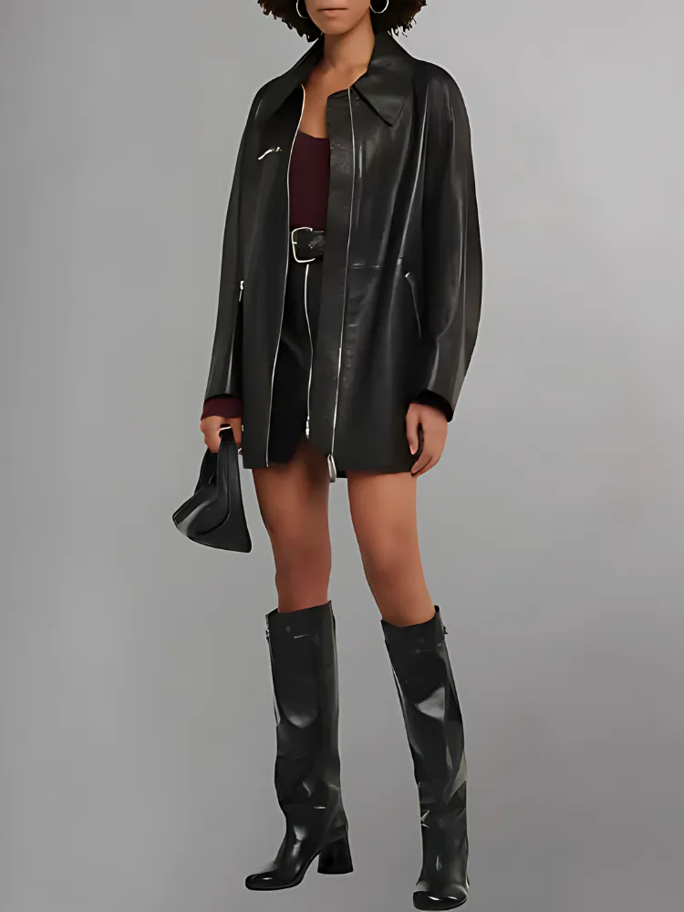 Gellar Collared Leather Jacket