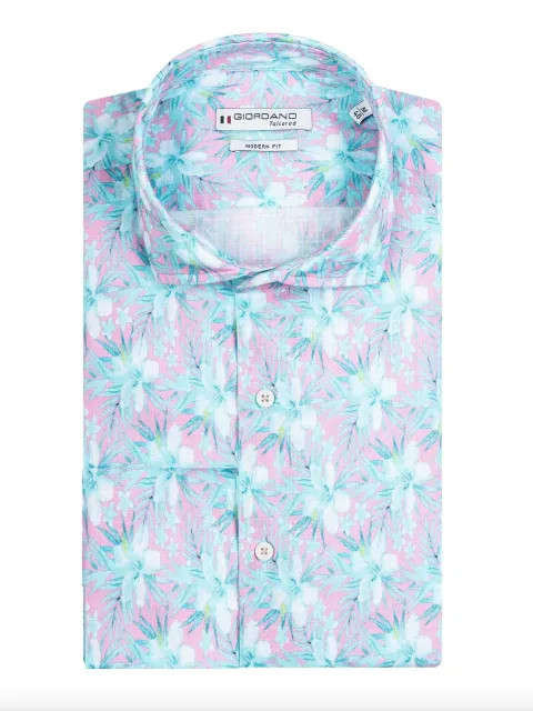 GIORDANO WILD FLOWER S/S SUMMER SHIRT/Pink - New SS24