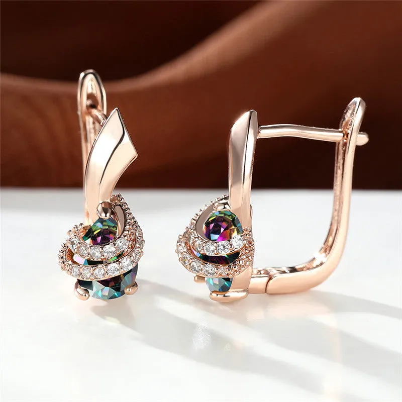 Glamorous Rainbow Zircon Earrings - Sexy Elegant Style for Weddings & Parties!