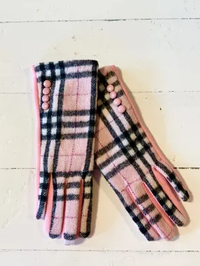 Gloves- Pink Plaid