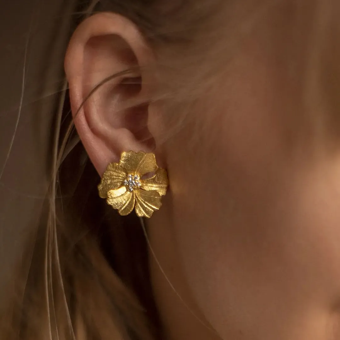 Golden Peony Earrings