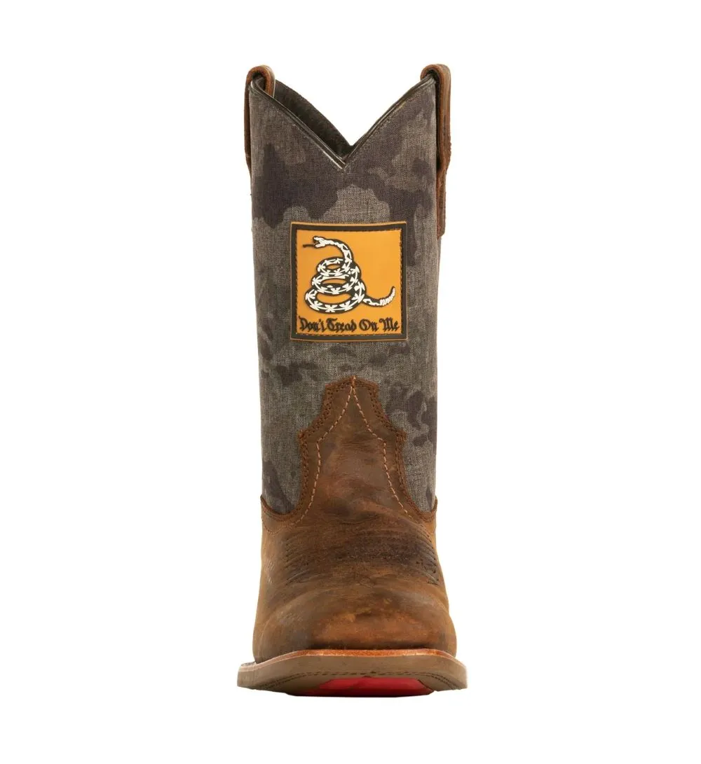 'Howitzer' Men's 10 Freedom Don't Tread Western Square Toe - Brown