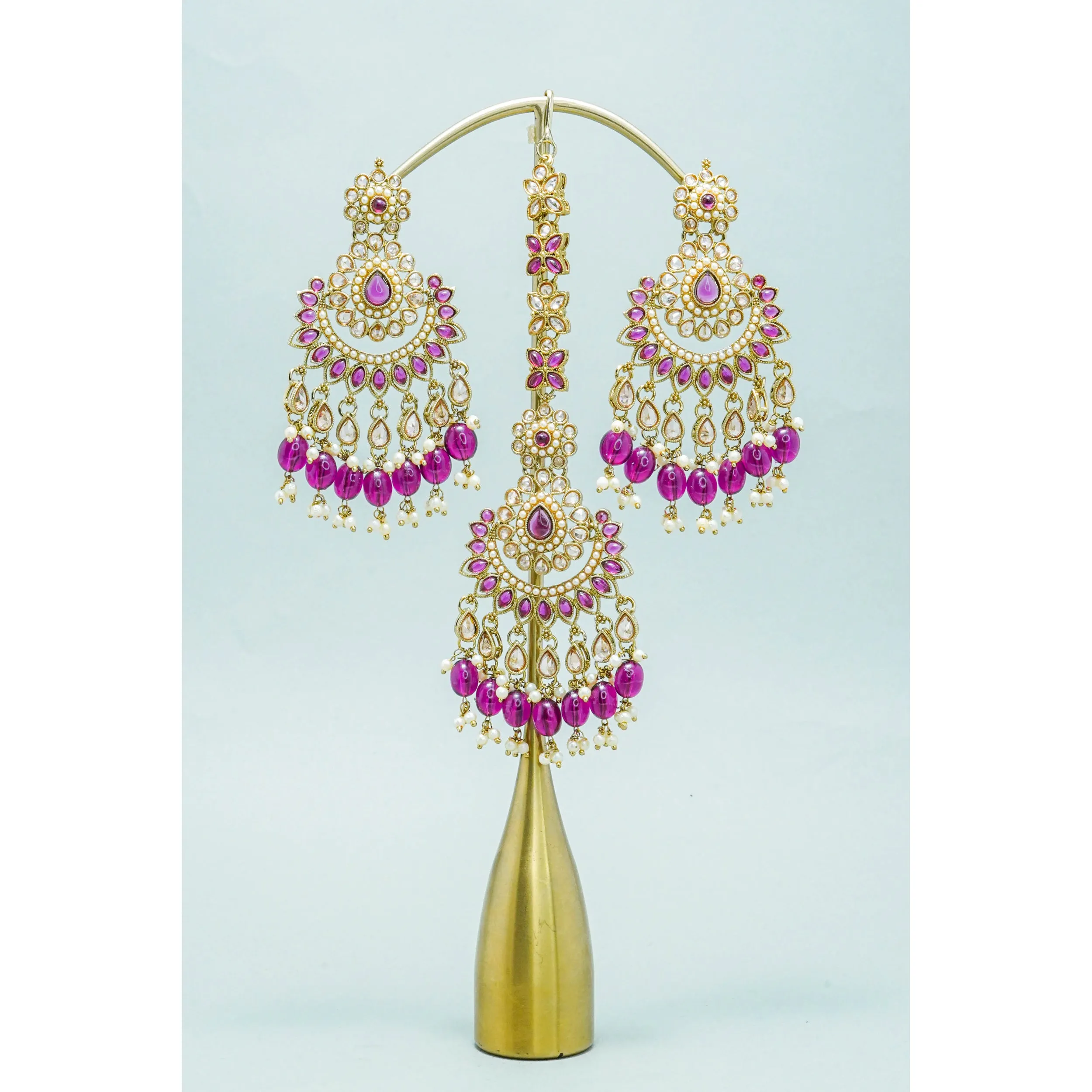 JYOTI POLKI EARRINGS WITH TIKKA